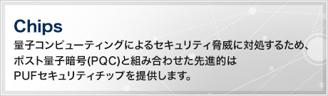 Chips（量子コンピューティングによるセキュリティ脅威に対処するため、ポスト量子暗号(PQC)と組み合わせた先進的はPUFセキュリティチップを提供します。）
